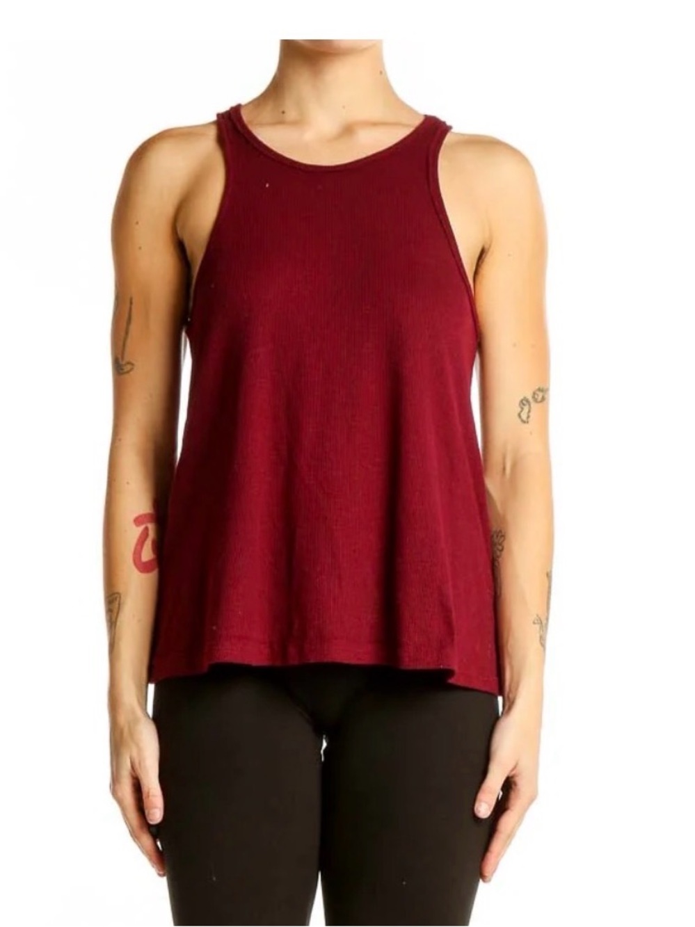 Free People Ribbed Racerback Tank - Burgundy